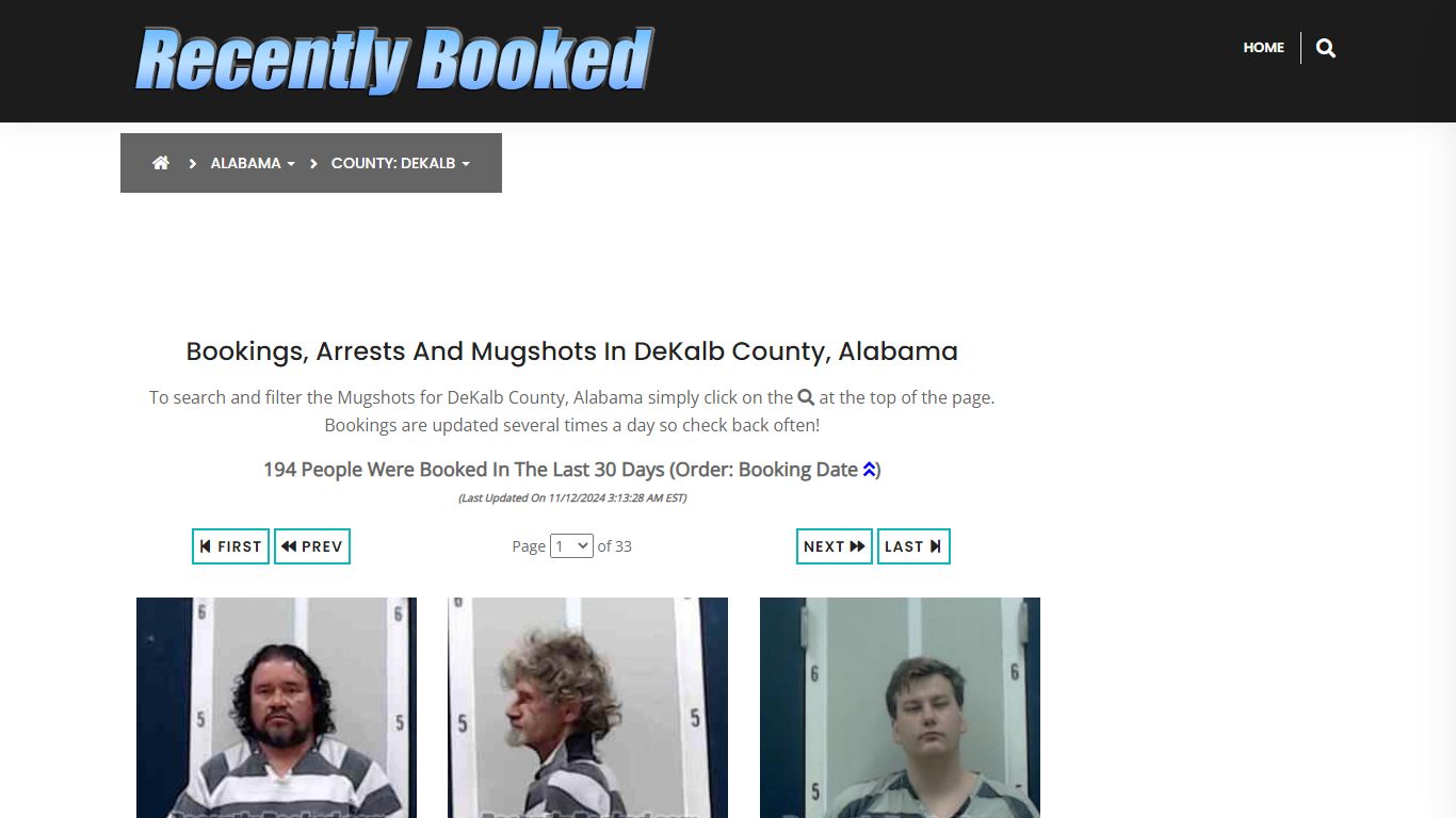 Bookings, Arrests and Mugshots in DeKalb County, Alabama - Recently Booked